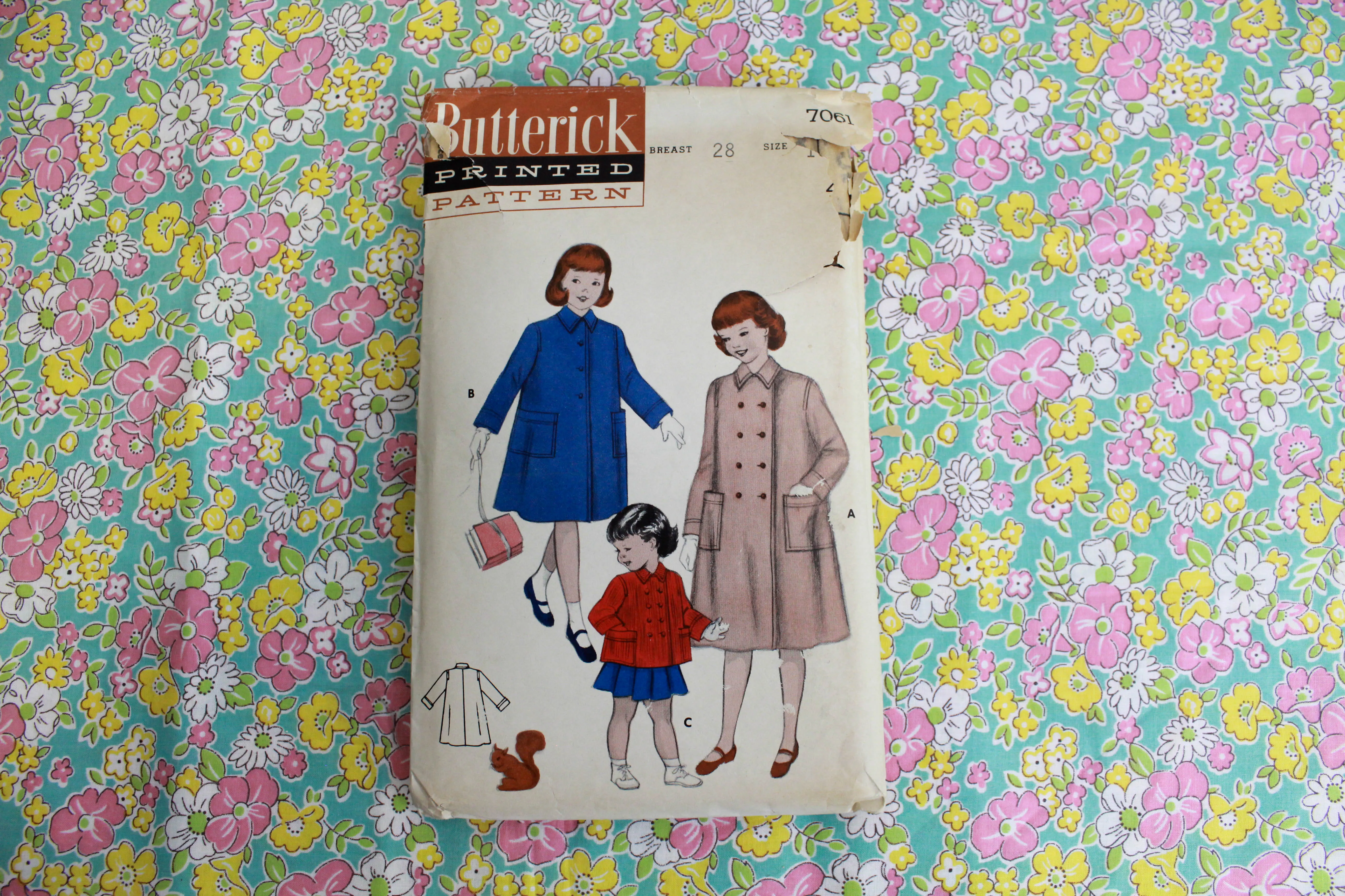 1950s Children's Coat Sewing Pattern Butterick 7061, Complete