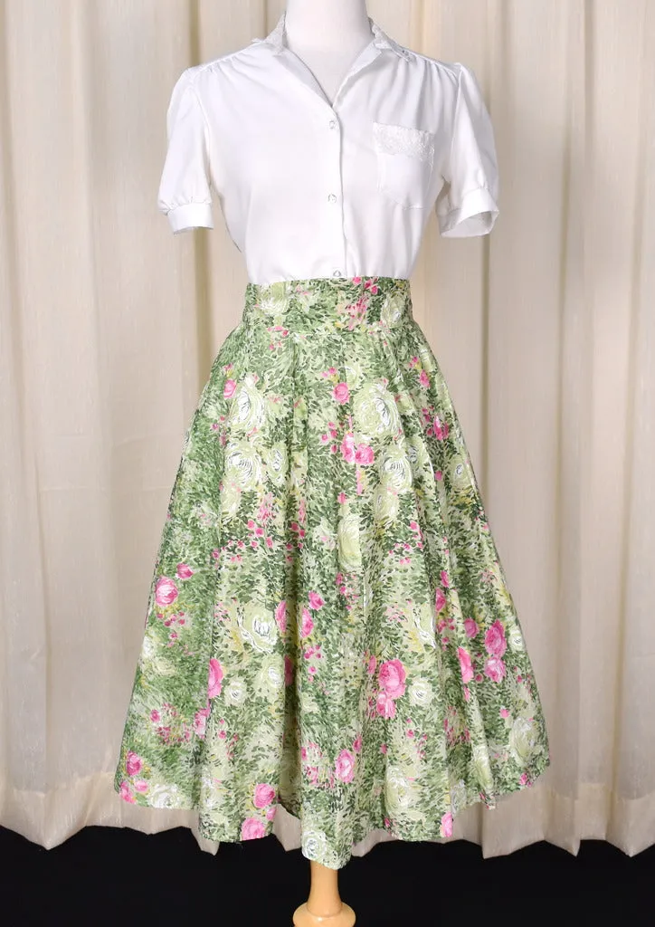 1950s Green Watercolor Skirt