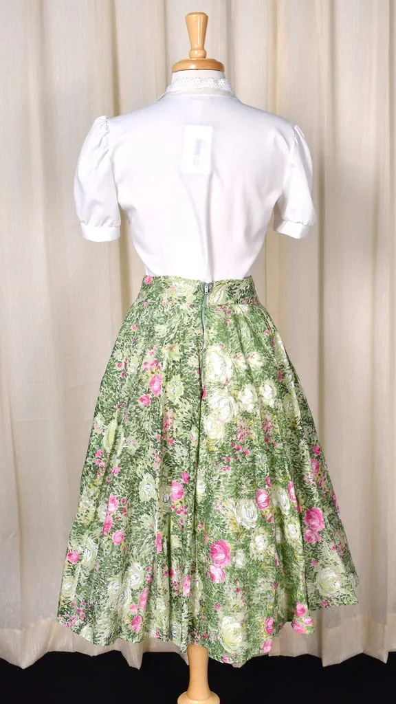 1950s Green Watercolor Skirt