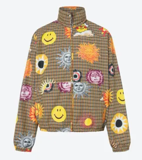 Allover Sun Smiley Print Cotton Windbreaker