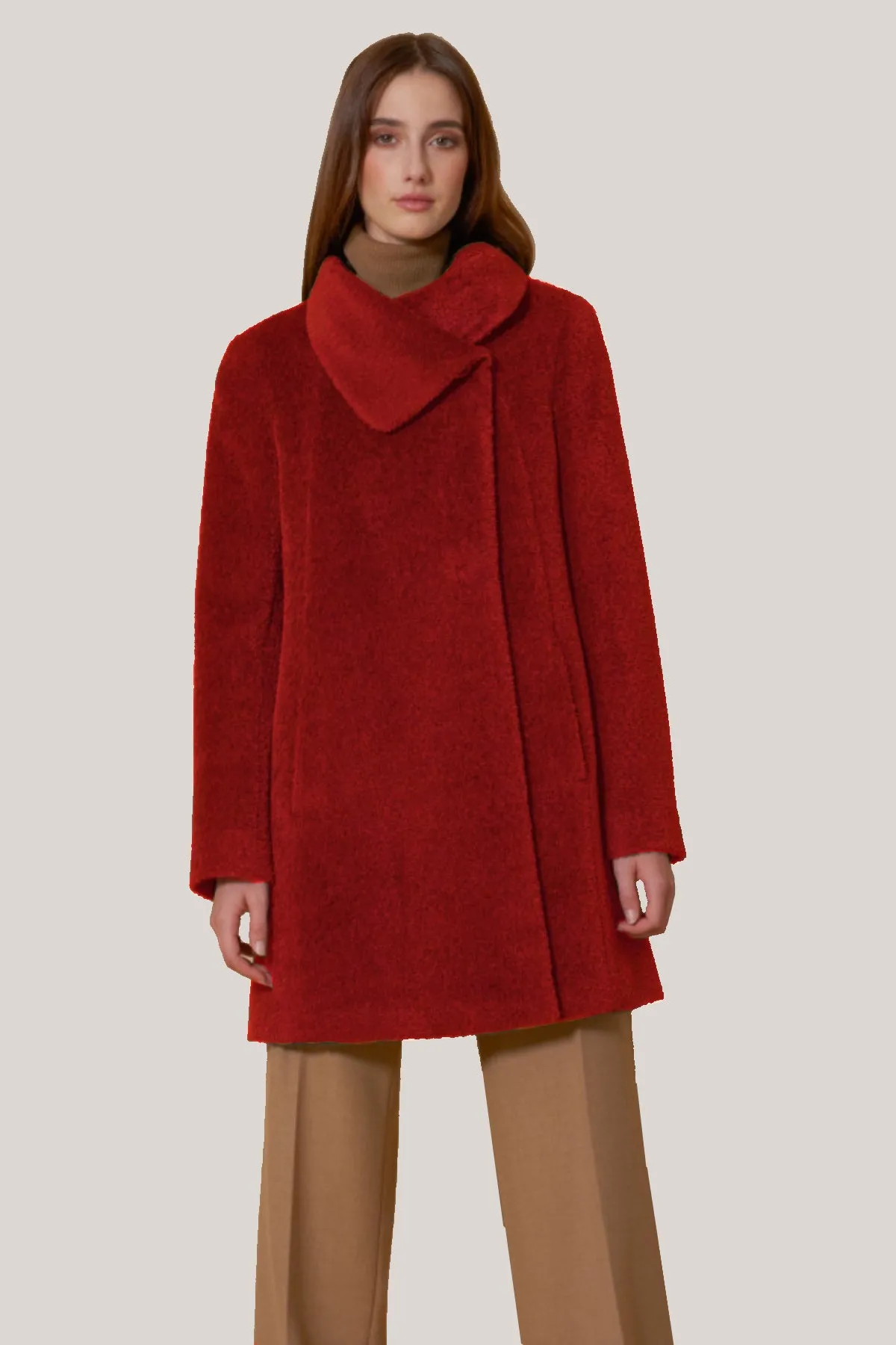 Alpaca & Wool Coat with Petal Collar 86001