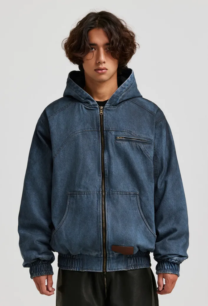 ANTIDOTE Washed Hooded Denim Jacket