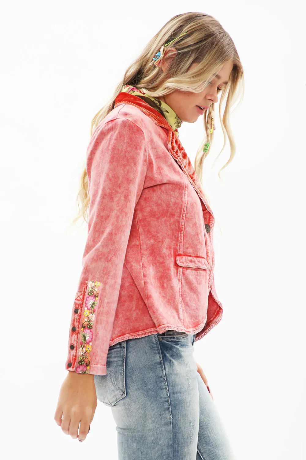 Womens Stylish Aratta Colonel Jacket in Raspberry Red