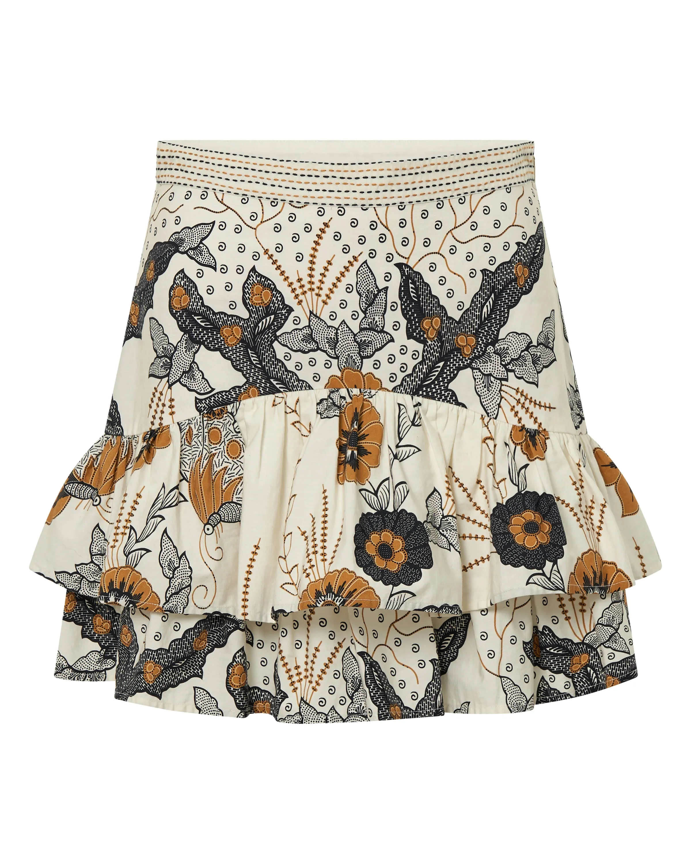 Asia Cream Batik Print Mini Skirt