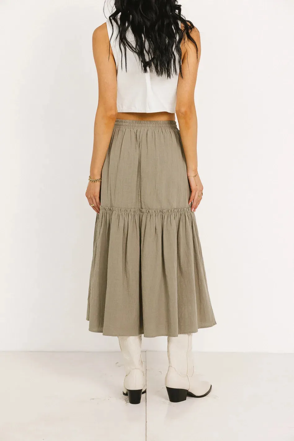 Aspen Midi Skirt in Olive