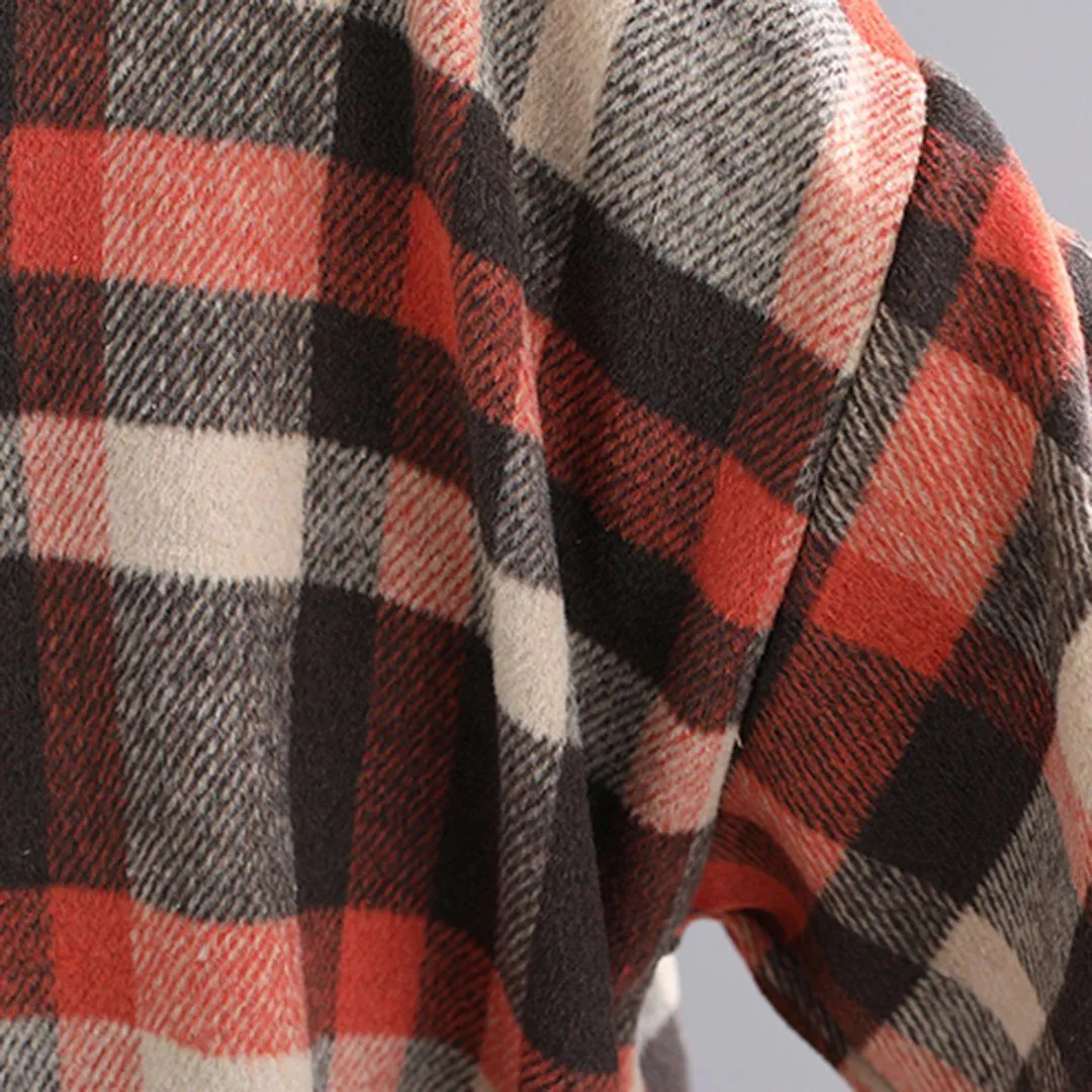 BABAKUD Plus Size Plaid Hooded Autumn Coat