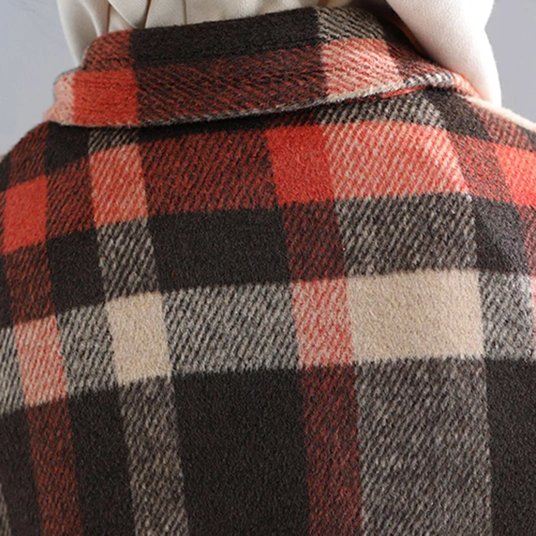 BABAKUD Plus Size Plaid Hooded Autumn Coat