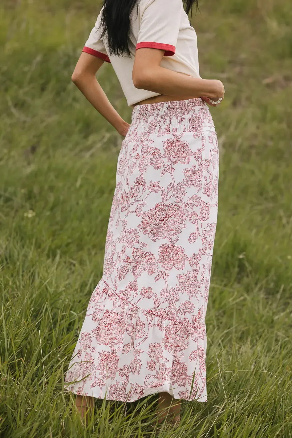 Bastien Floral Skirt in Rust