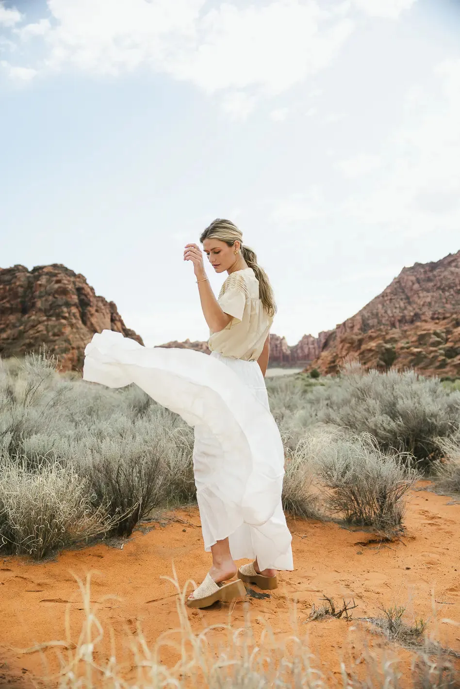 Baylin Tiered Skirt in White - FINAL SALE