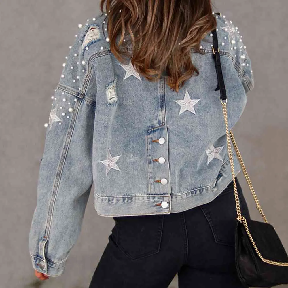 Bead Detail Denim Jacket