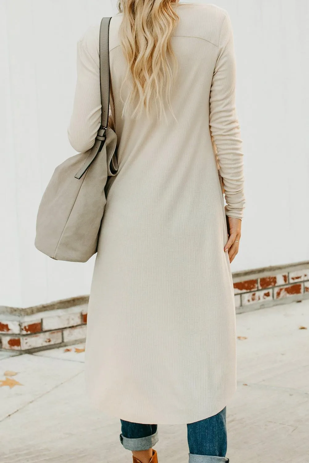 Beige Long Sleeves Button Down Cardigan