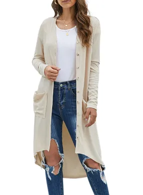 Beige Long Sleeves Button Down Cardigan