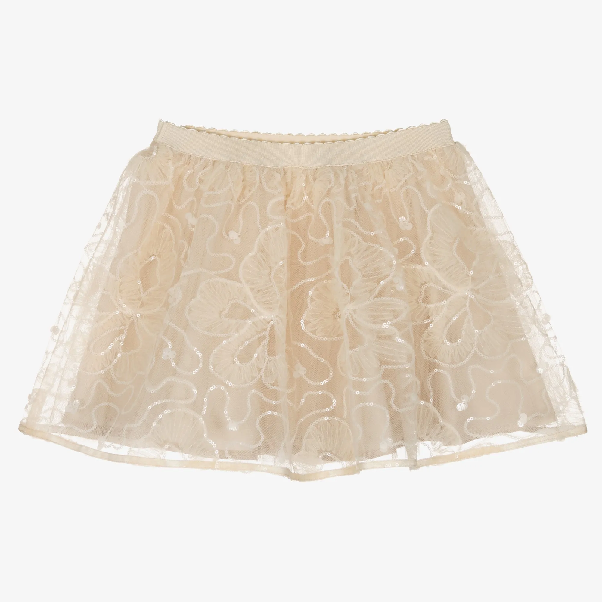 Beige Ruffle Tulle Skirt