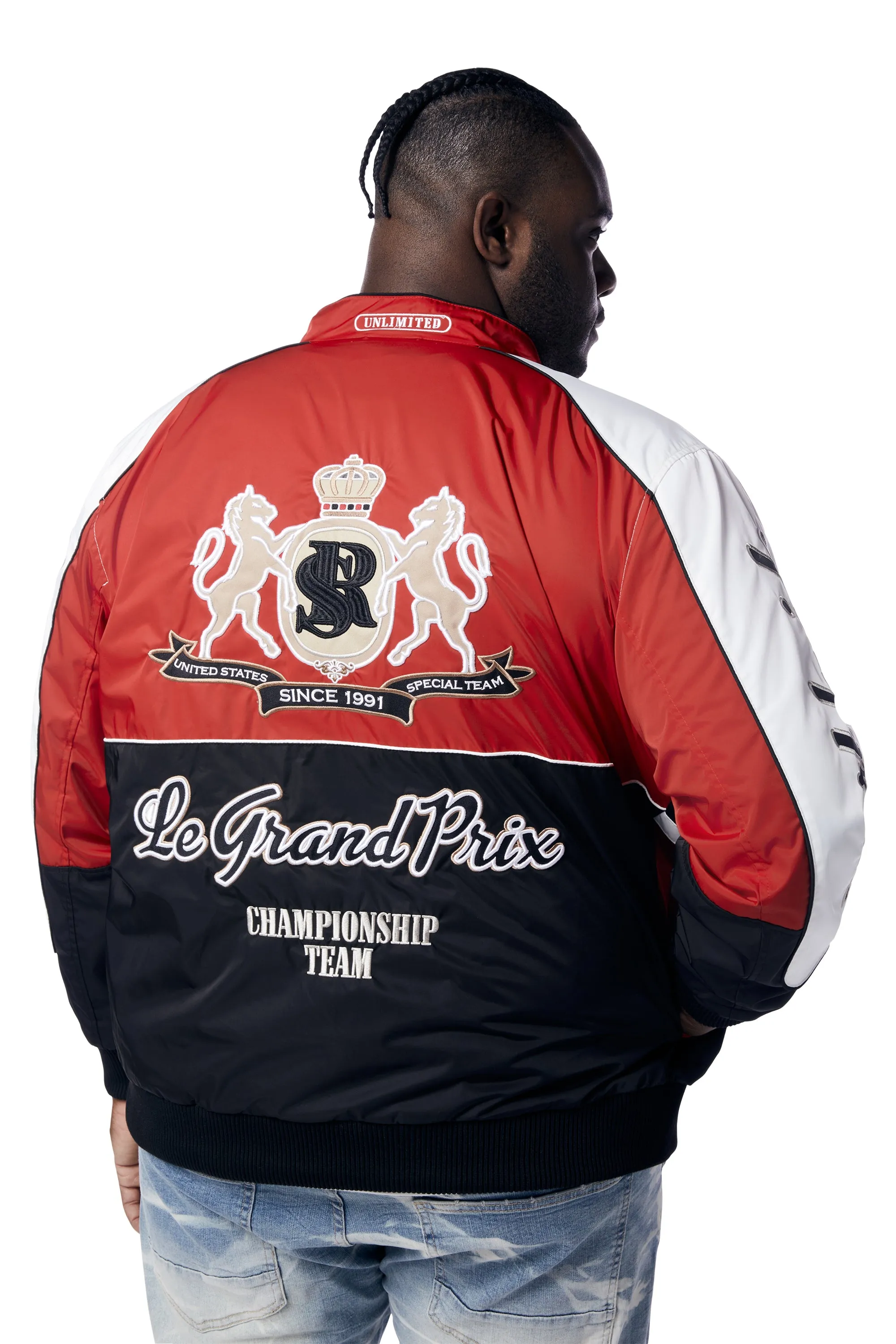 Big and Tall - Euro Racing Windbreaker Jacket - Red