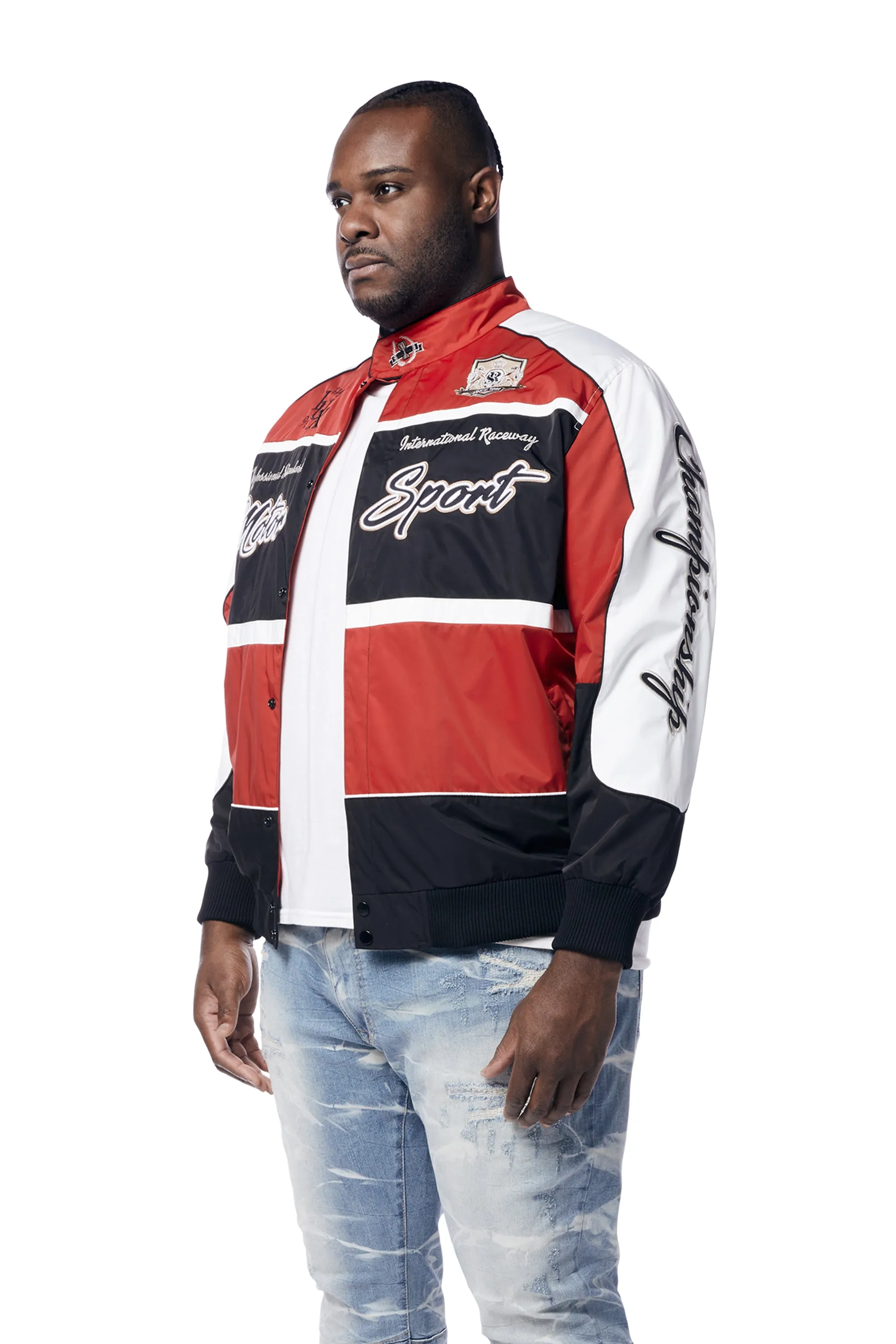 Big and Tall - Euro Racing Windbreaker Jacket - Red