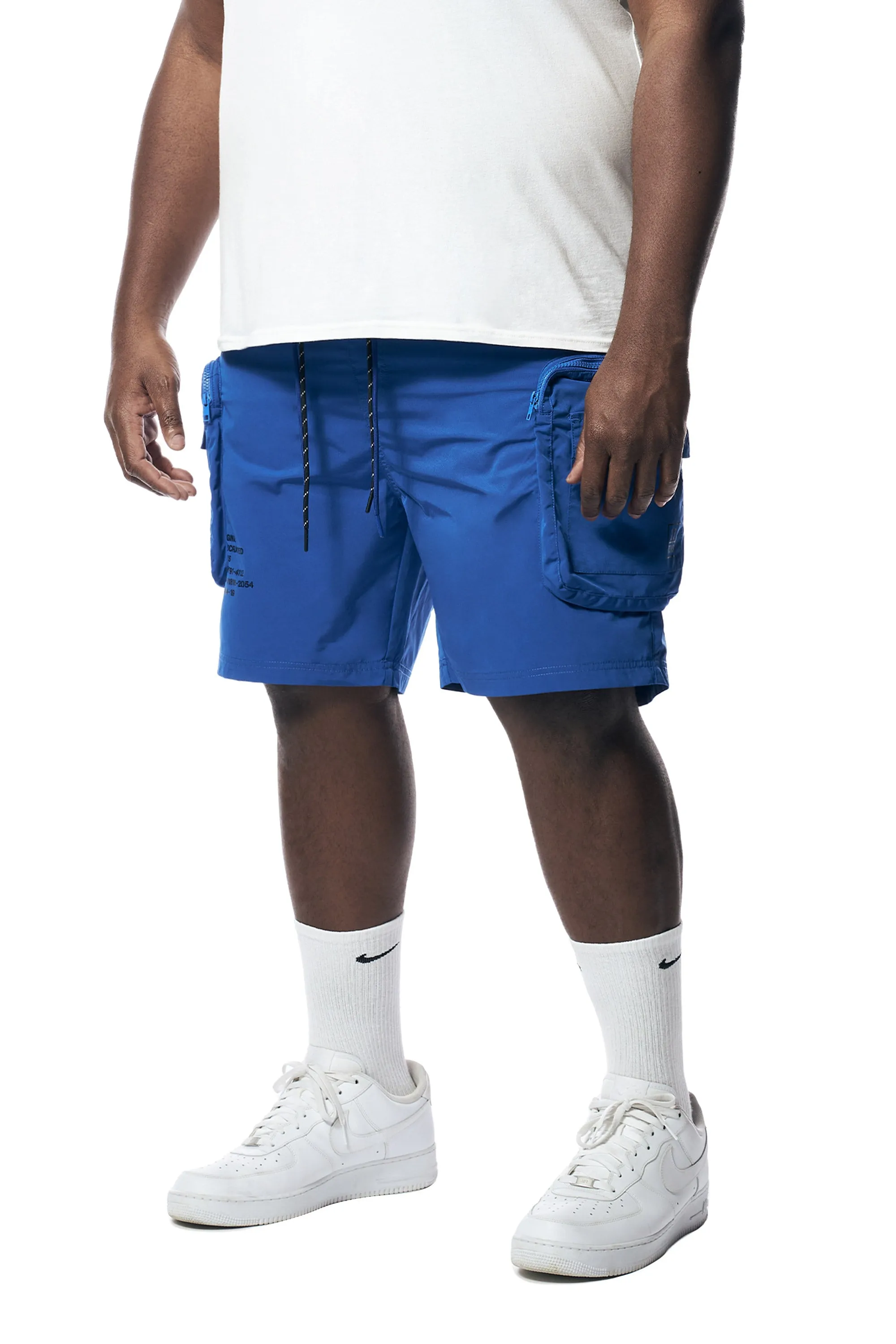 Big and Tall - Printed Utility Lounge Windbreaker Shorts - Royal