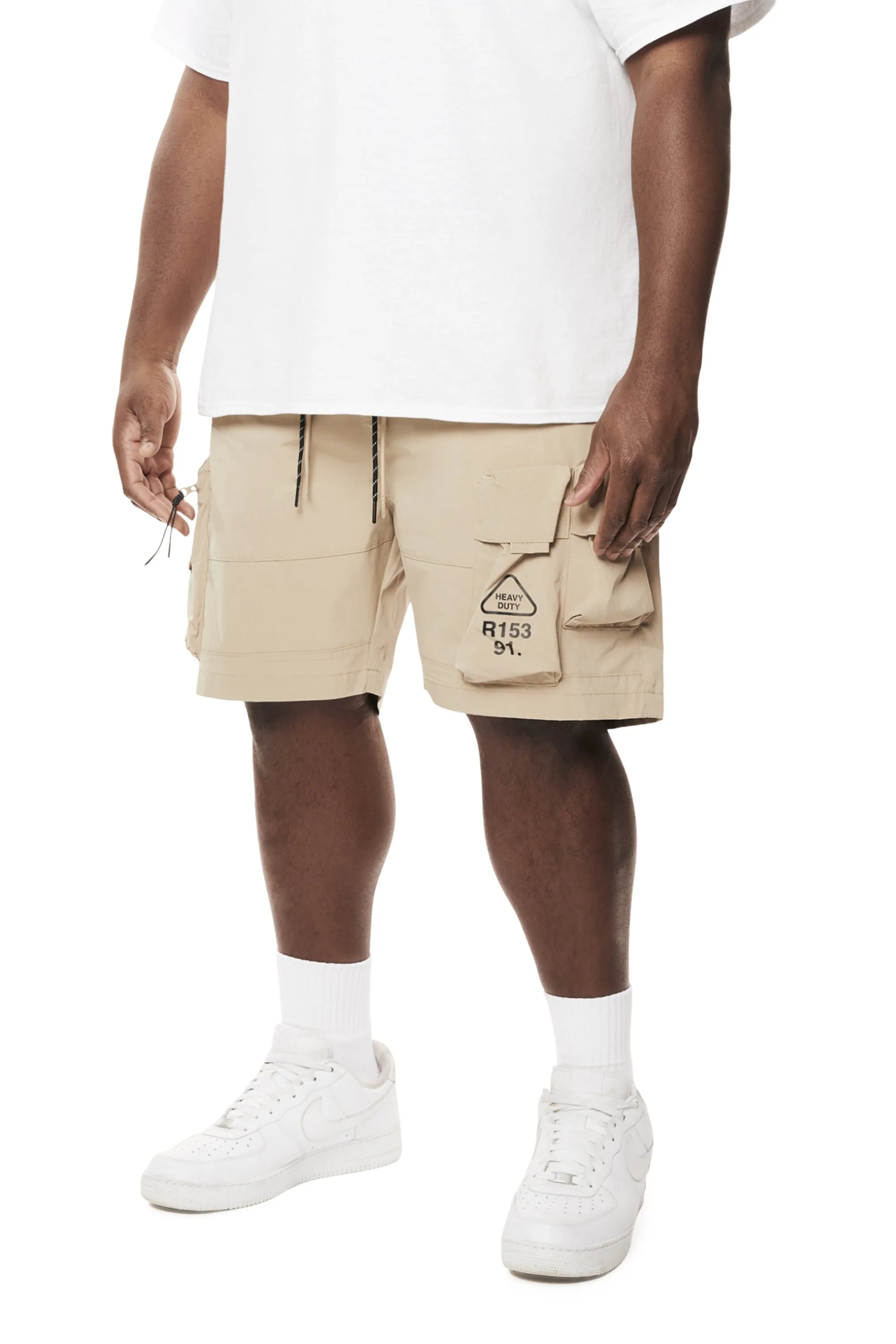 Big and Tall - Utility Windbreaker Cargo Shorts - Khaki