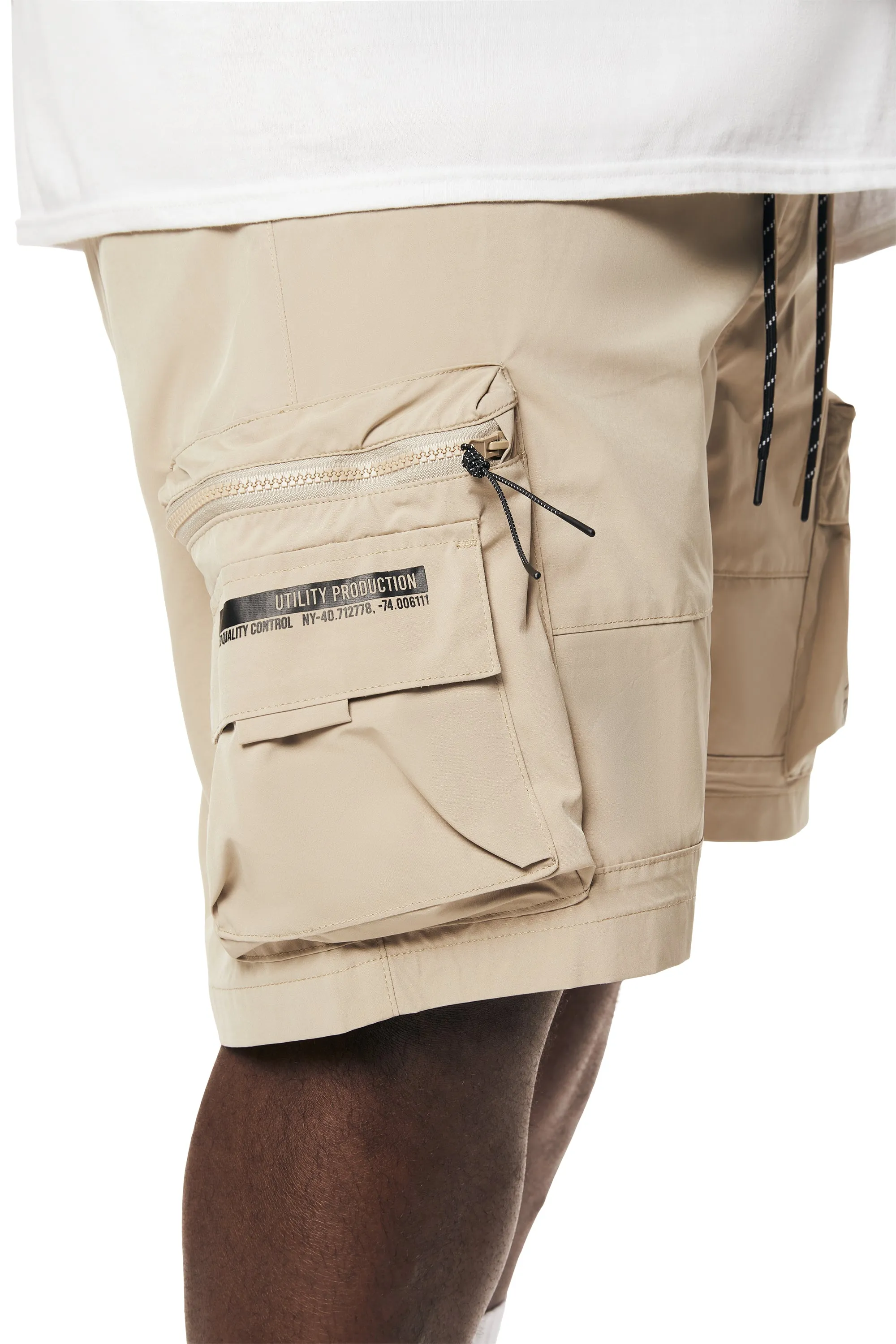 Big and Tall - Utility Windbreaker Cargo Shorts - Khaki