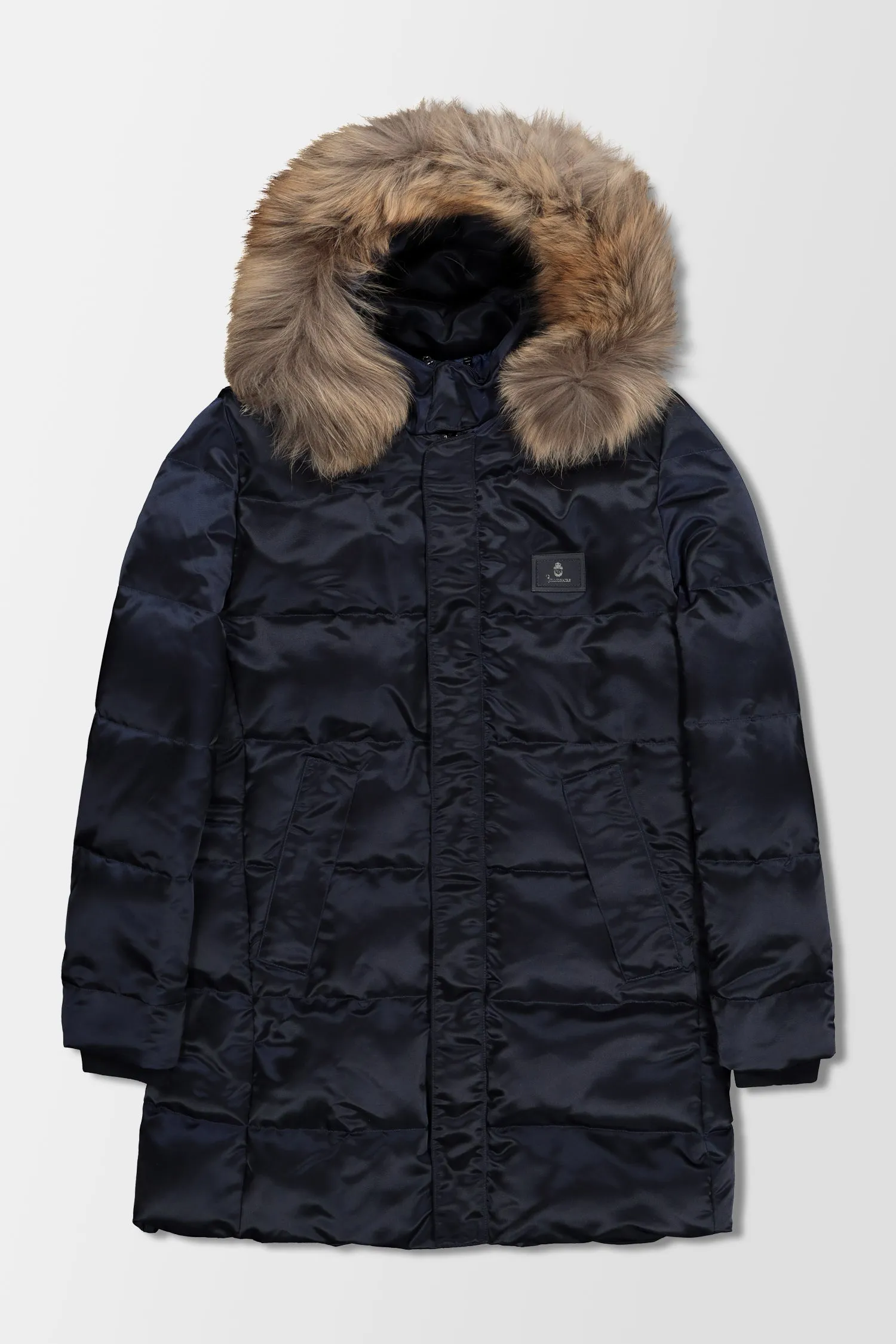 Luxurious Dark Blue Long Down Jacket for Billionaires