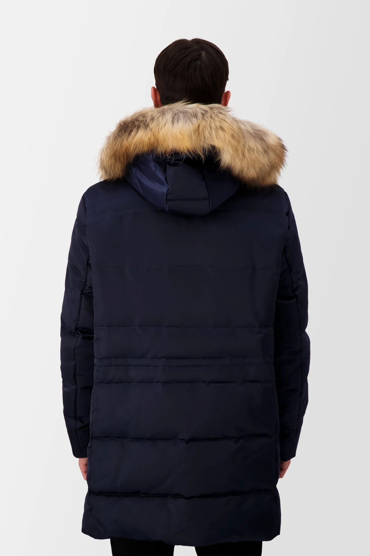 Luxurious Dark Blue Long Down Jacket for Billionaires