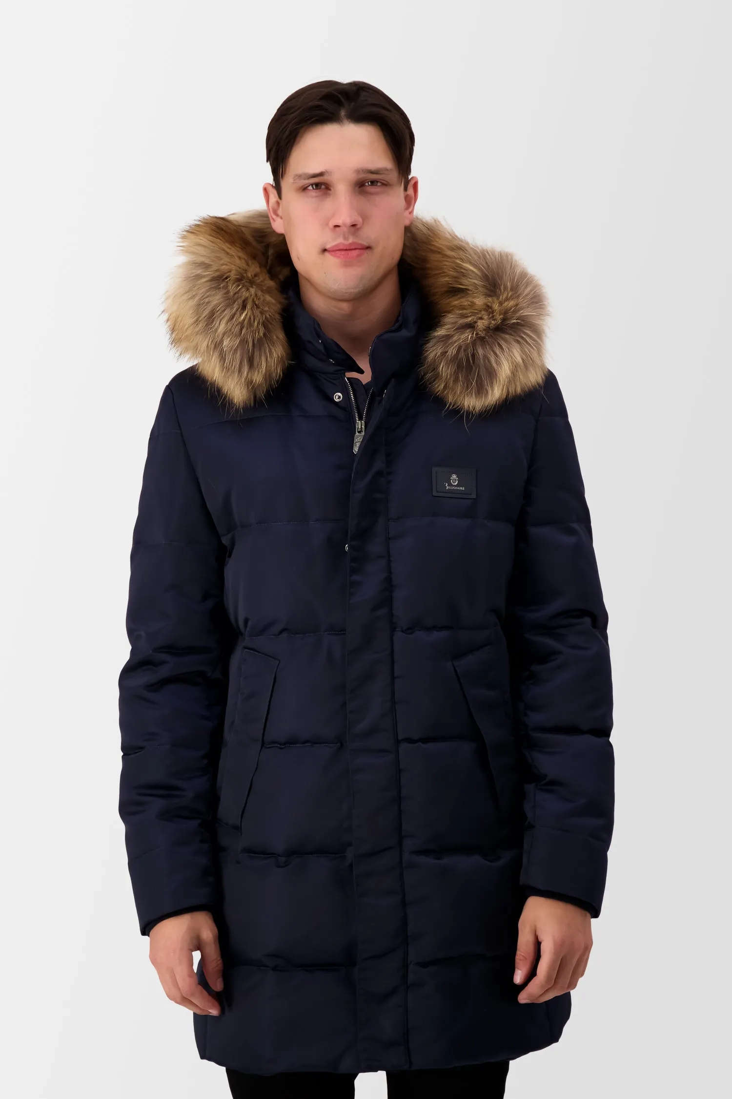 Luxurious Dark Blue Long Down Jacket for Billionaires