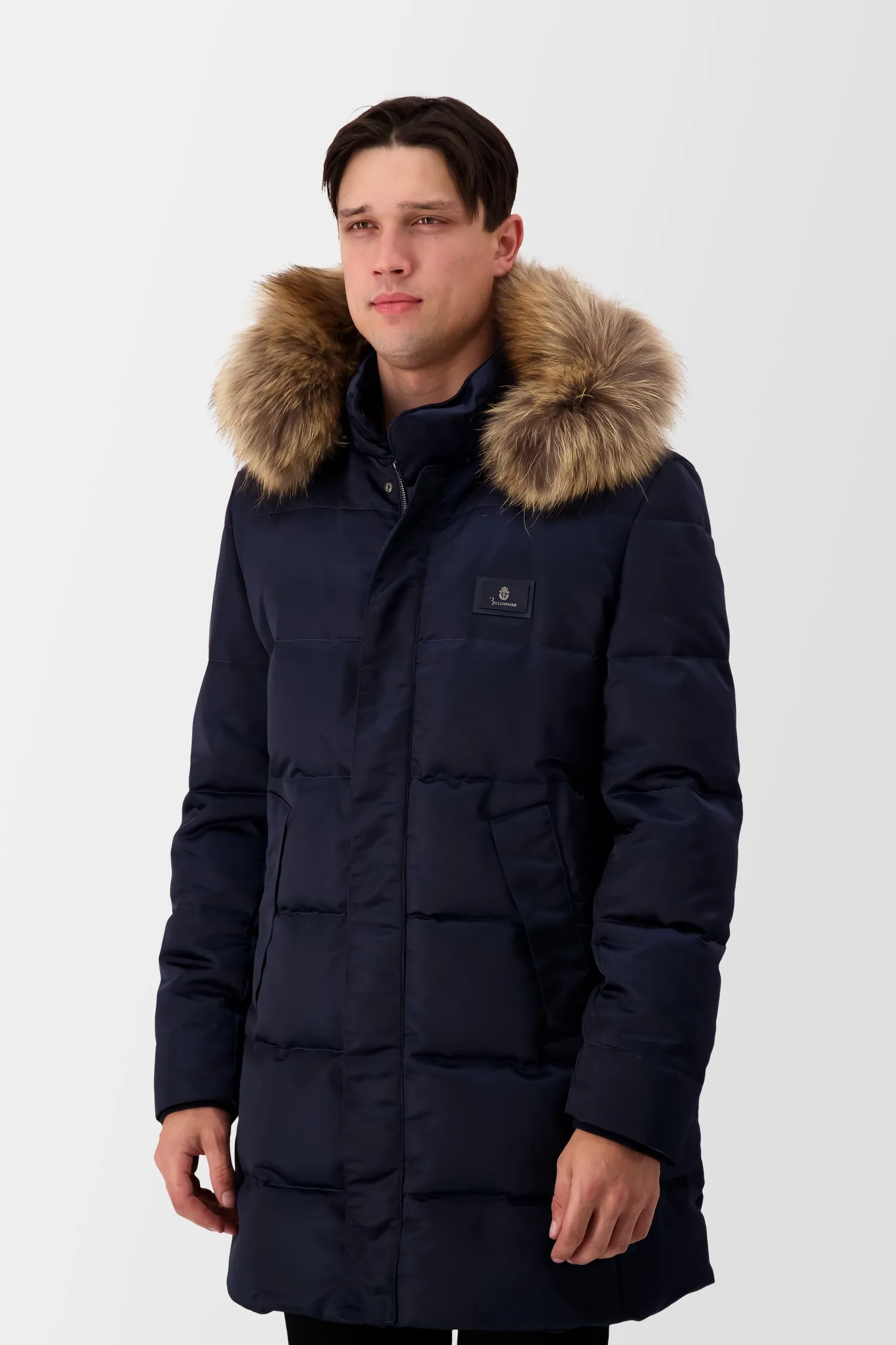 Luxurious Dark Blue Long Down Jacket for Billionaires