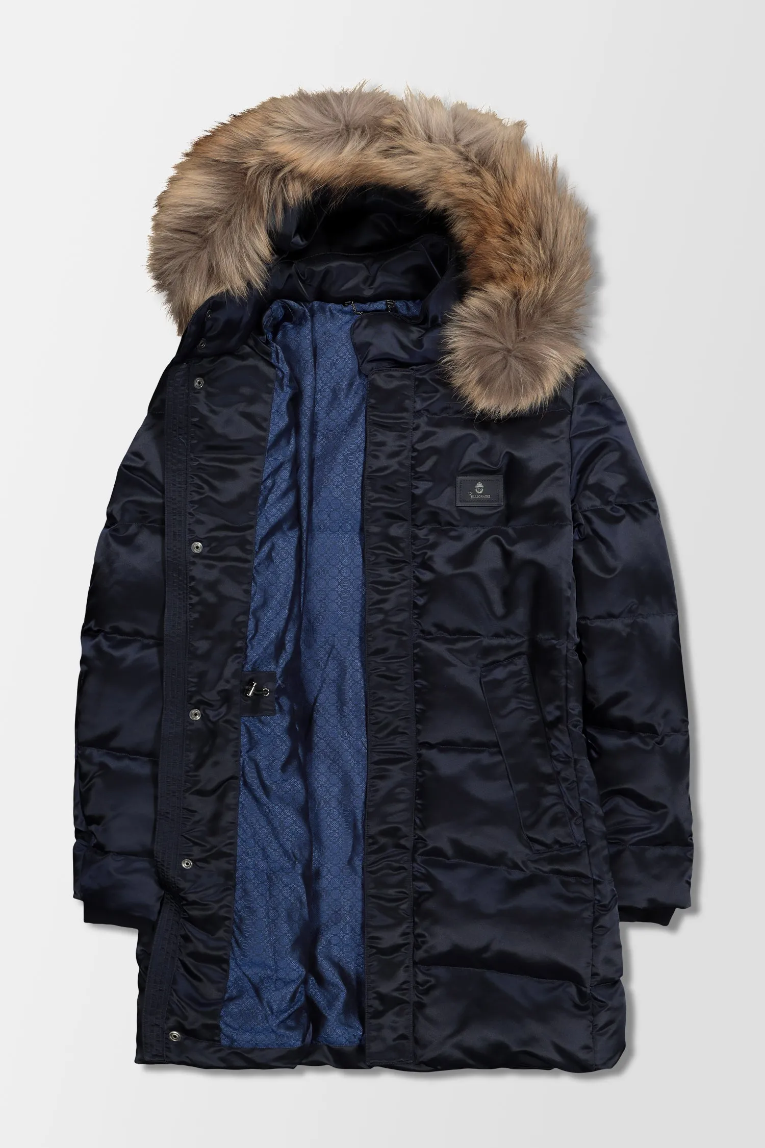 Luxurious Dark Blue Long Down Jacket for Billionaires