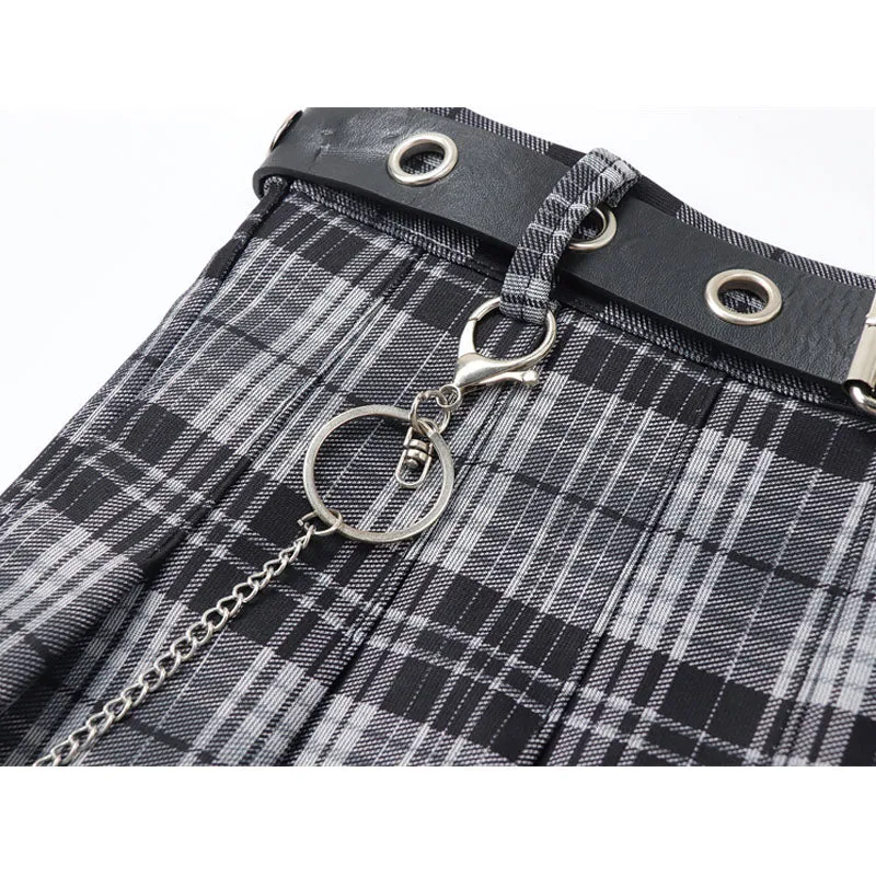 black plaid skirt  KF81546