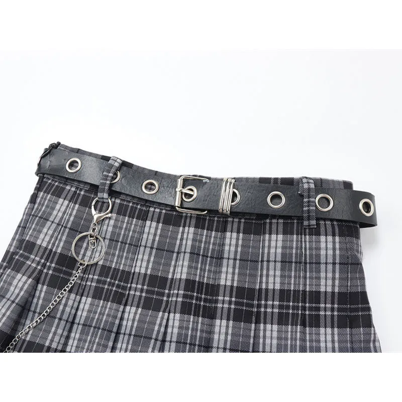 black plaid skirt  KF81546