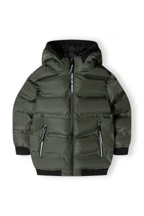 Boys Padded Jacket With Hood And Two Way Zip Bottle Green *In Store Now