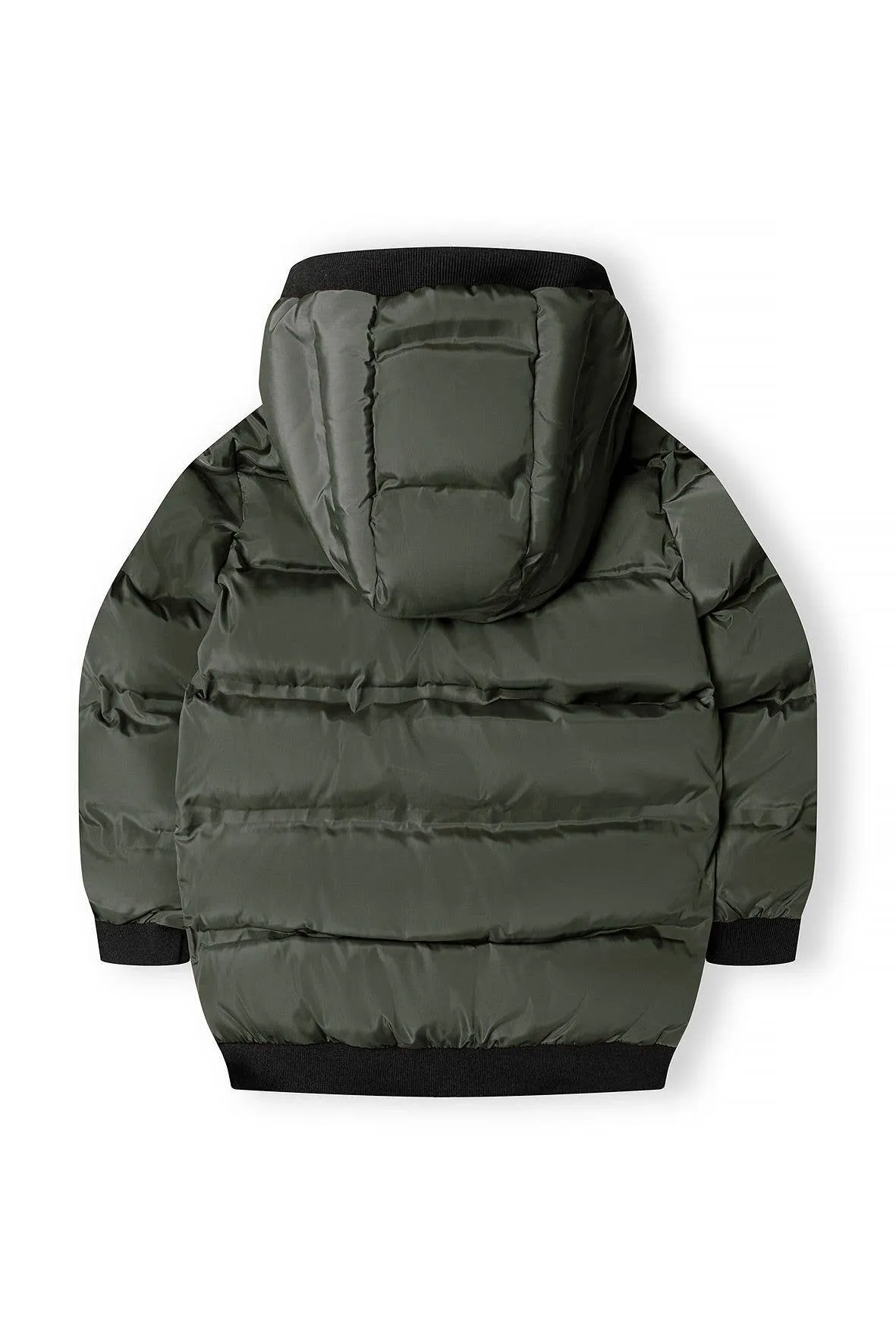 Boys Padded Jacket With Hood And Two Way Zip Bottle Green *In Store Now