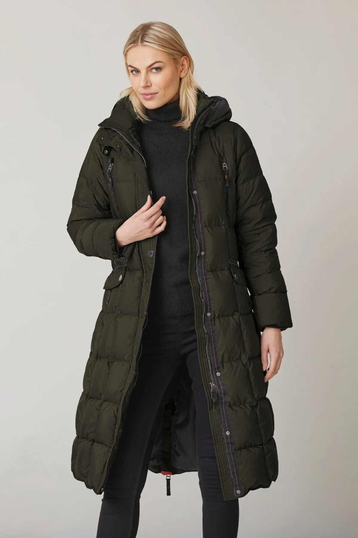 BRENDA Full-Length Down Coat with Detachable Hood 1160