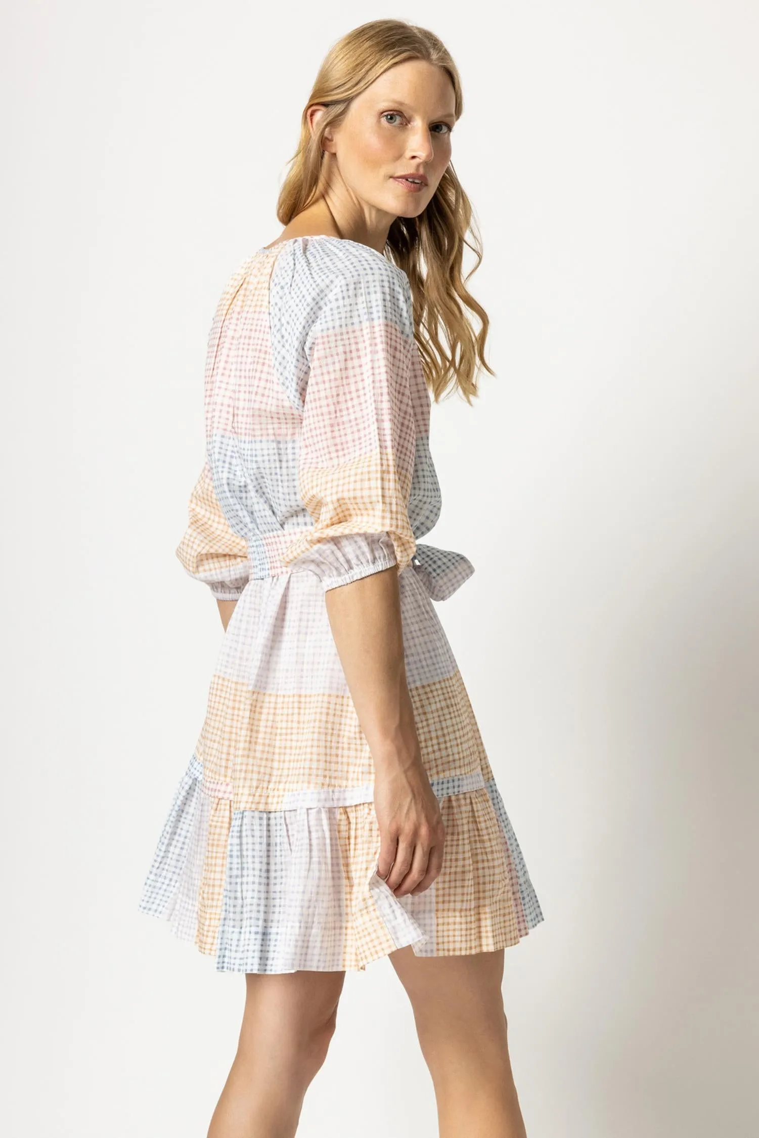 Button Down Peplum Dress| Abstract Check