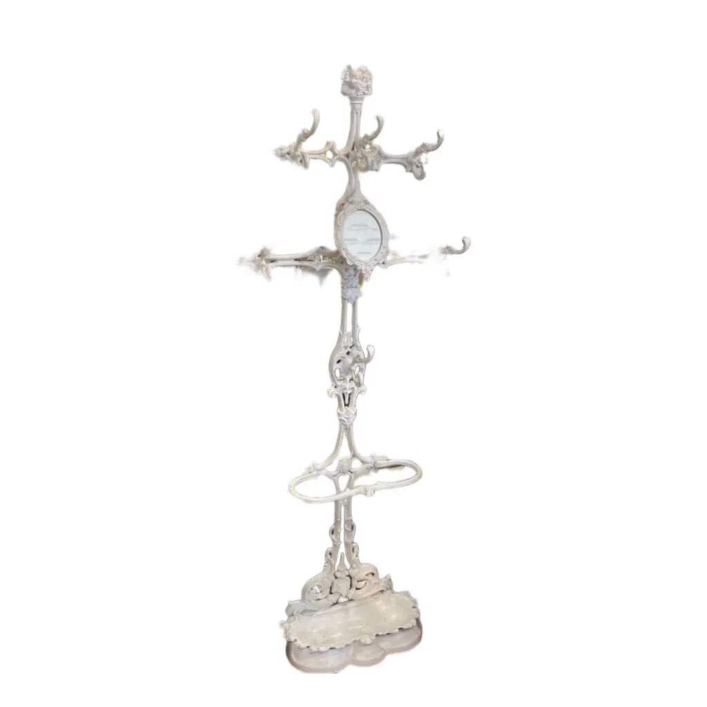 Cast Iron Rococo Hall Tree Coat Hook Umbrella Stand