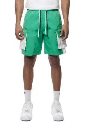 Color block Utility Windbreaker Shorts - Green Grass