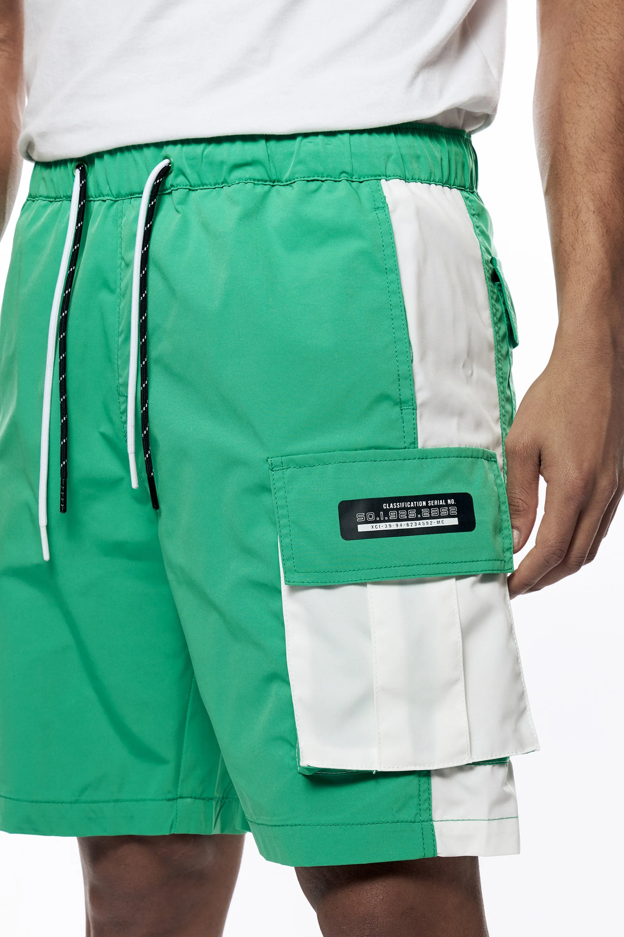 Color block Utility Windbreaker Shorts - Green Grass