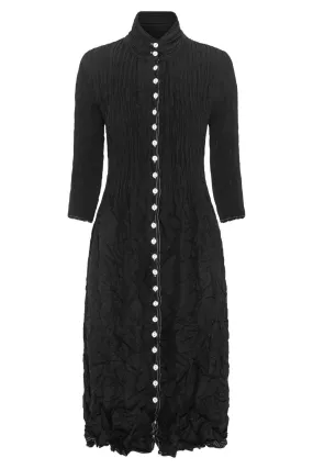 Contrast Nehru Coat Dress | Black/White Stitching