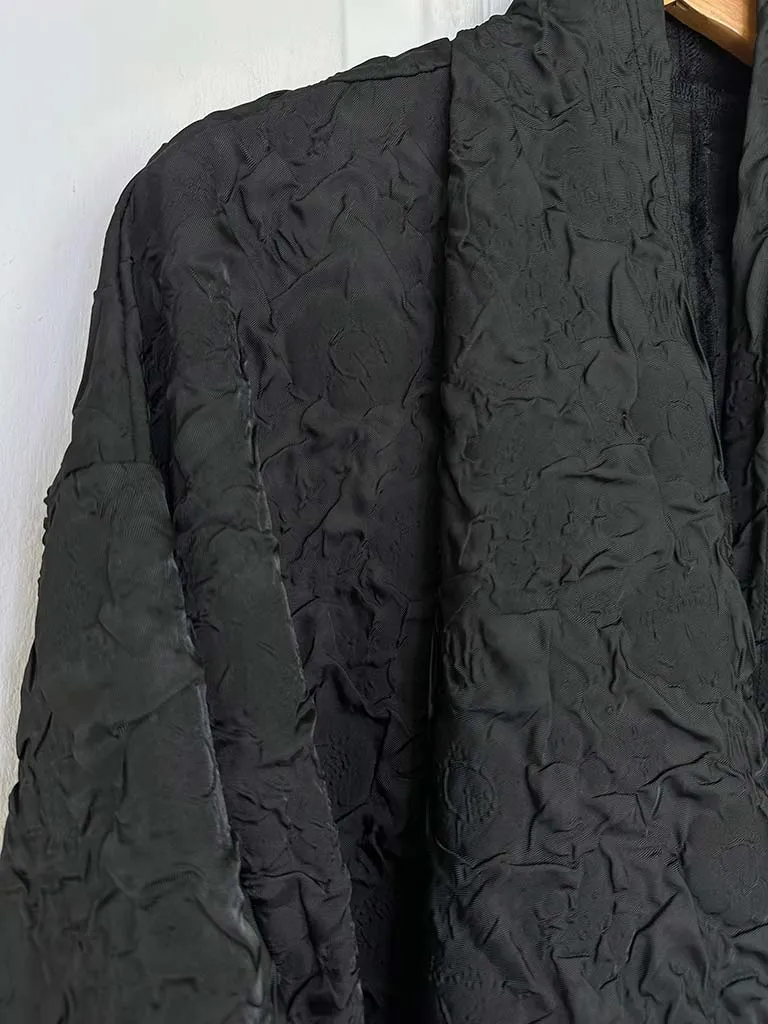 Crinkle Waterfall Jacket - Black