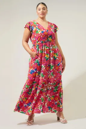 Curvy Girl Tropical Button Down Maxi