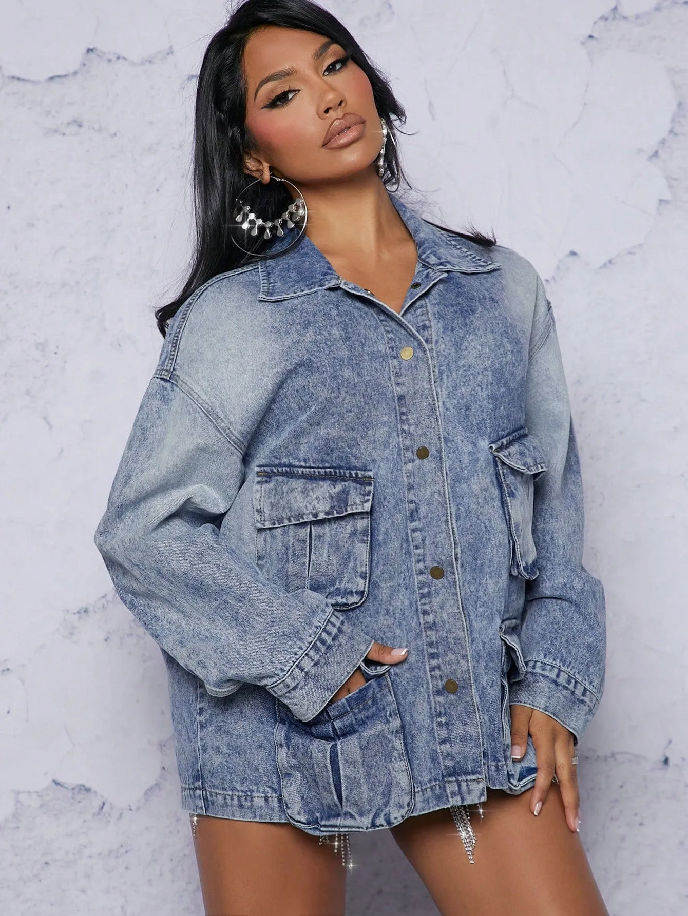 Denim Long Sleeve Pocket Jacket