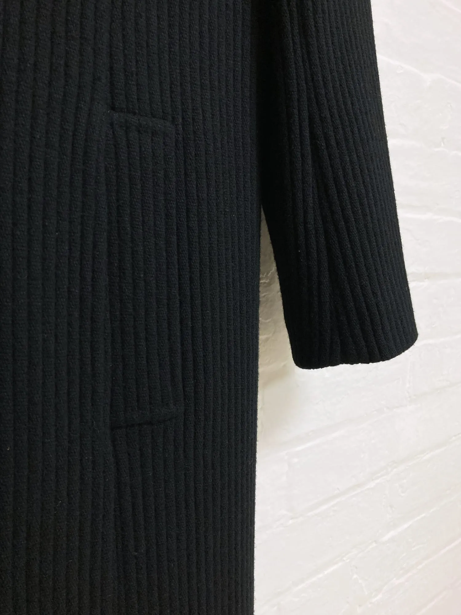 Dirk Van Saene winter 1995 black wool corduroy five button coat - size 40 8 S