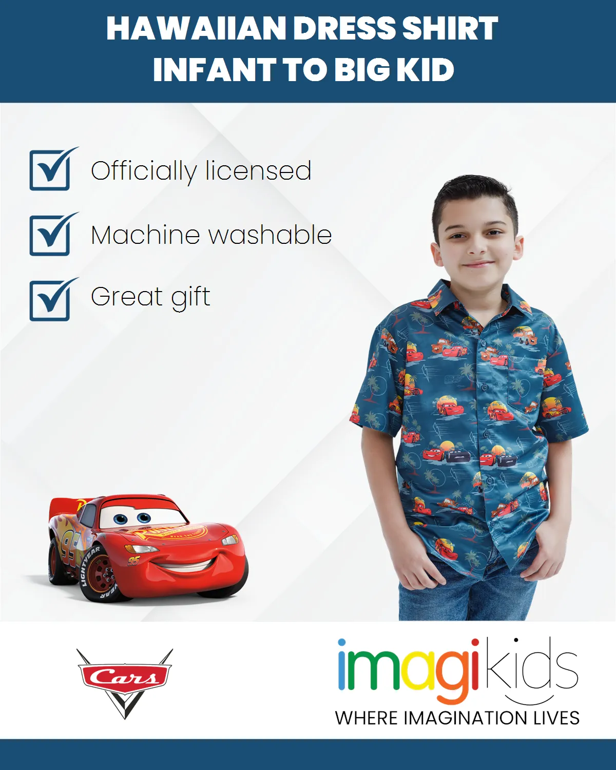 Disney Cars Hawaiian Button Down Dress Shirt