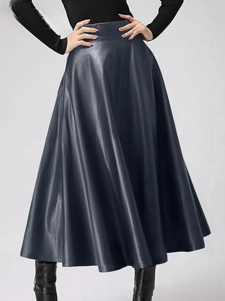 Elegant PU Leather High-Waist Party Skirt Bottom