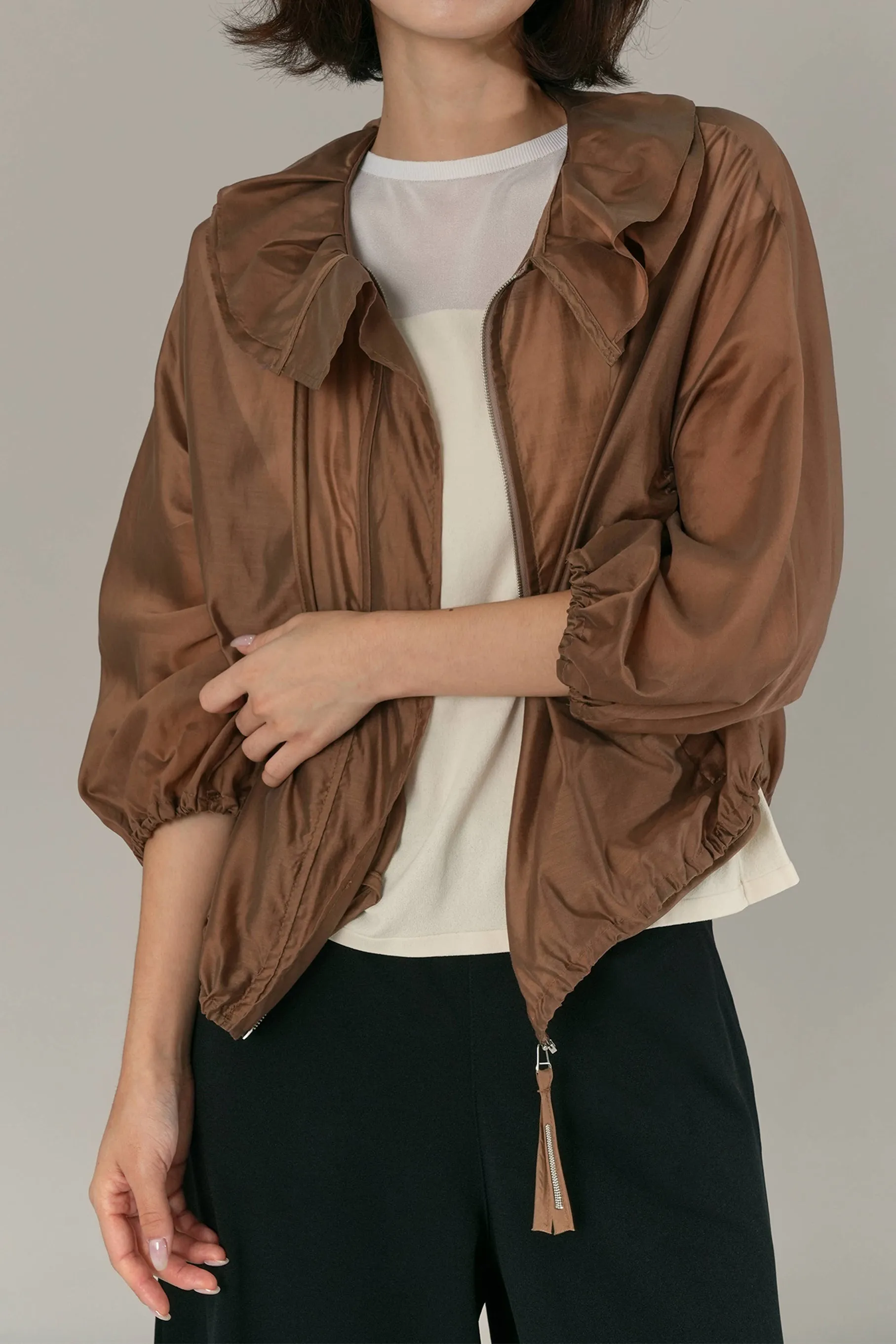 Elma Shirring Jacket, Brown