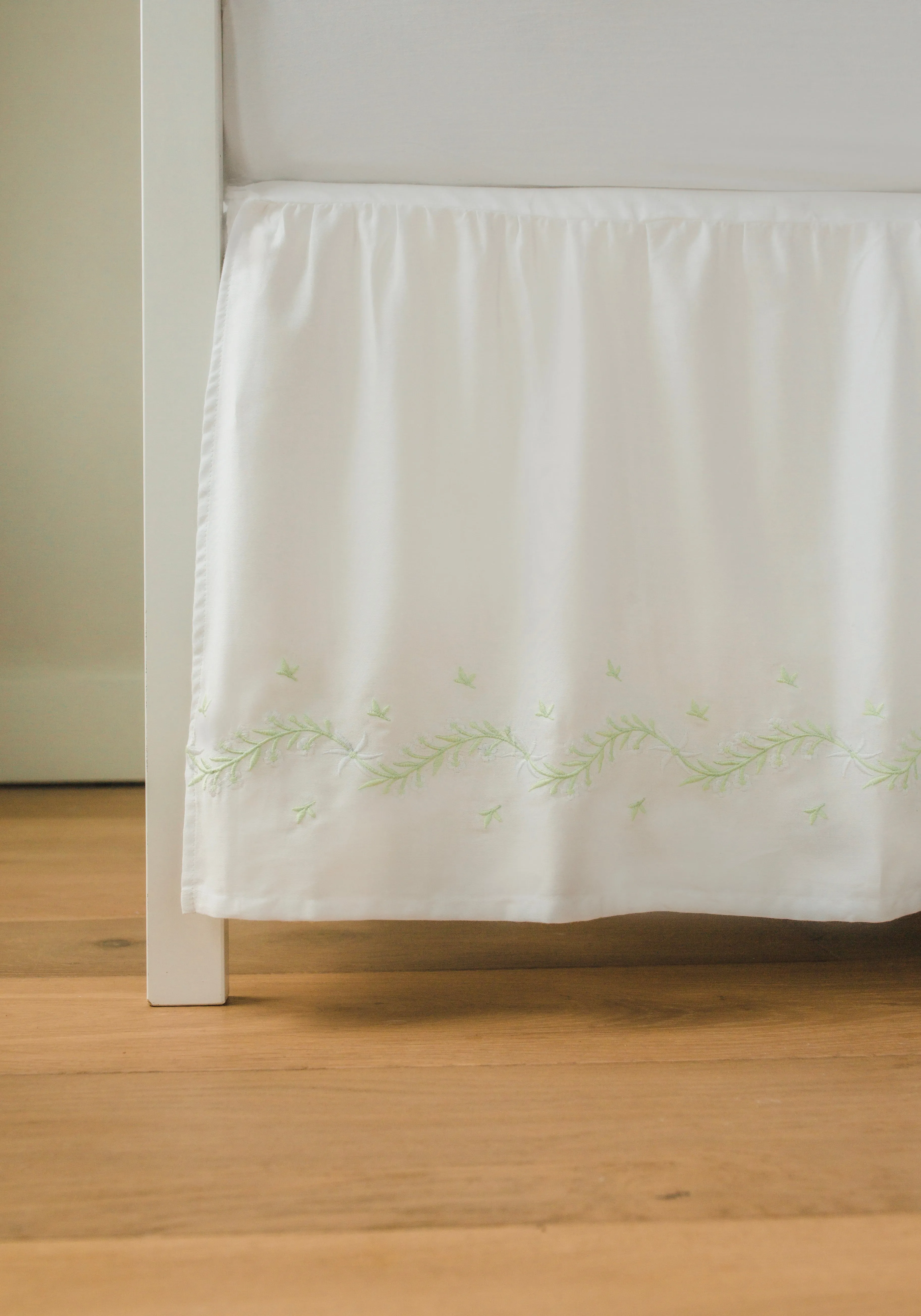 Embroidered Crib Skirt - Meadow