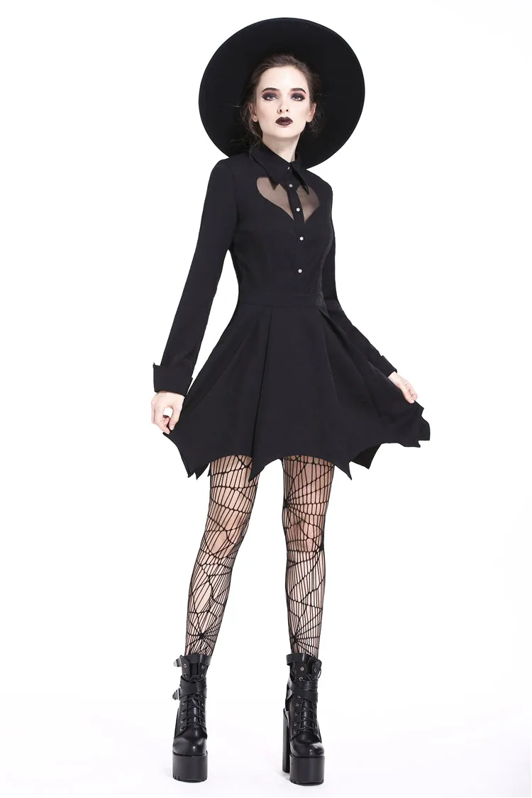 Gothic sexy mesh heart pleated collar bow dress DW205