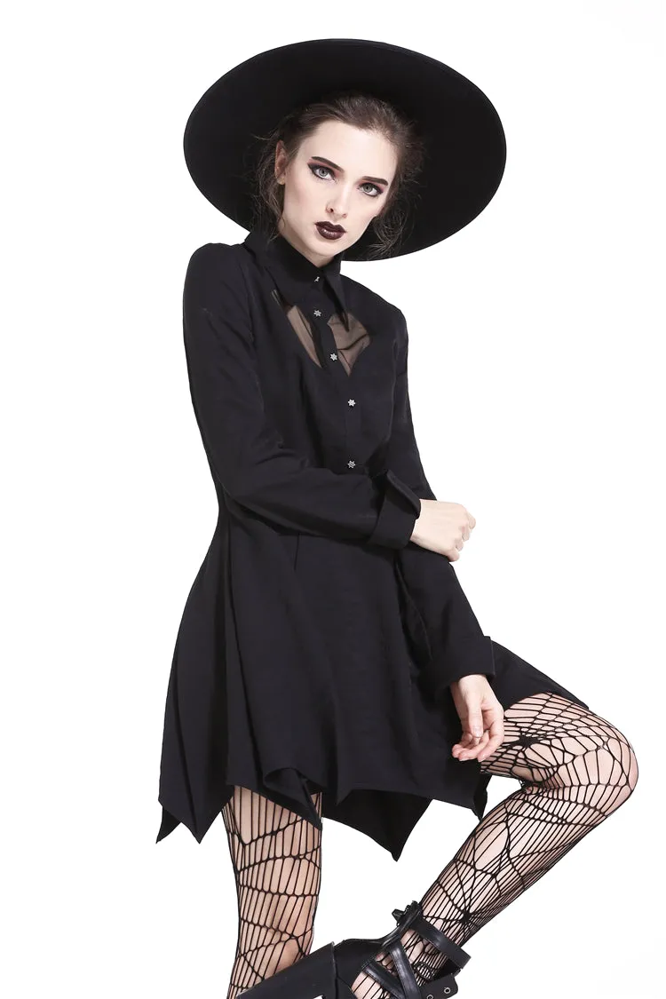 Gothic sexy mesh heart pleated collar bow dress DW205