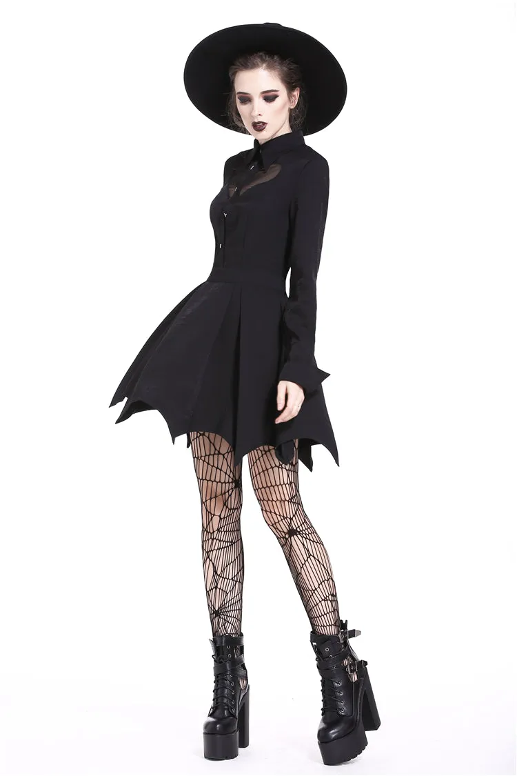 Gothic sexy mesh heart pleated collar bow dress DW205