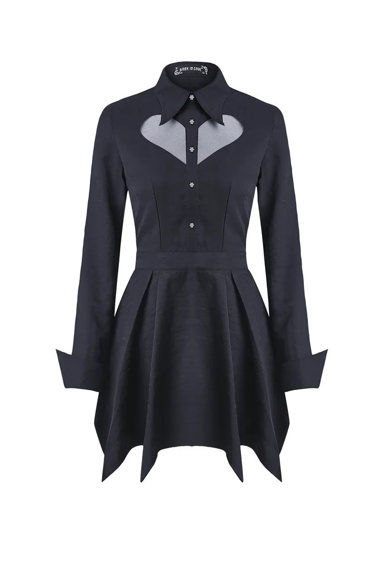 Gothic sexy mesh heart pleated collar bow dress DW205