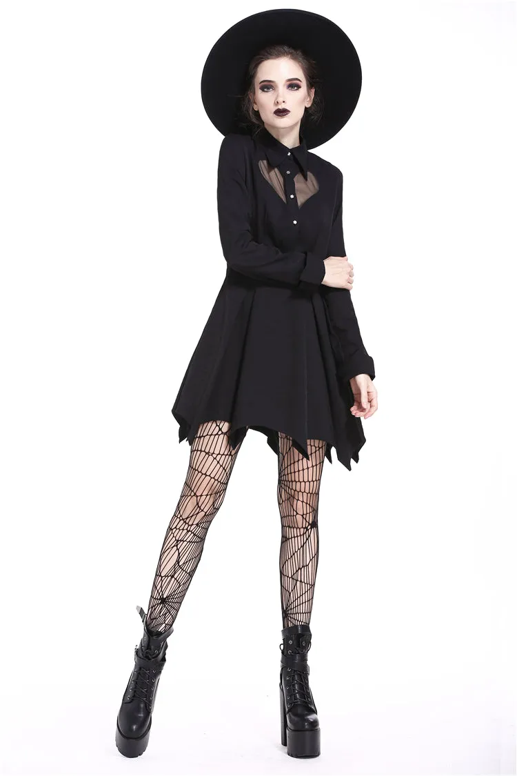 Gothic sexy mesh heart pleated collar bow dress DW205